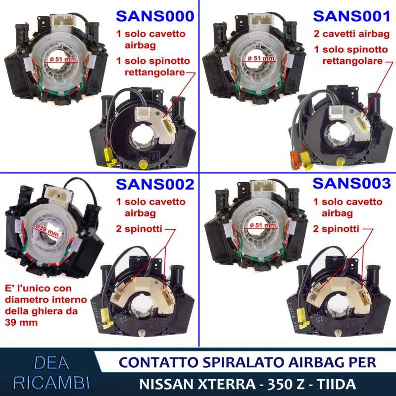 Molle Spirali Airbag Molla Spirale Anello Contatto Airbag per NISSAN 350 Z Z33 2002-2009 SANS001