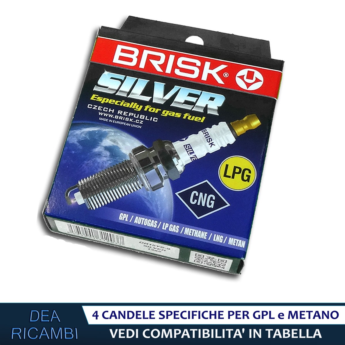 BRISK Silver ER15YS-9 1578 Candele d'accensione Benzina GPL Metano, set di 6